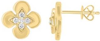 Effy 14K Gold Plated Sterling Silver Diamond Flower Stud Earrings at Nordstrom Rack