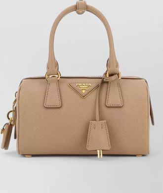 Prada leather shoulder bag structured shape top handles