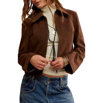Free People River Faux Suede Jacket in Double Espresso at Nordstrom Rack, Size Medium