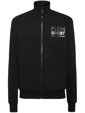 Plein Sport Tiger sweater met rits - Zwart