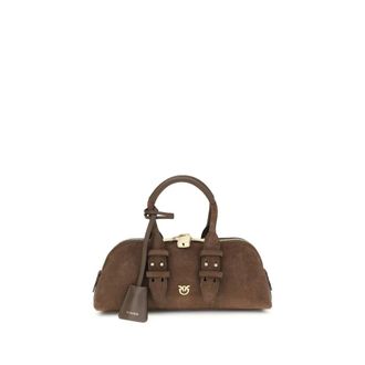 Pinko Pinko, Tassen, Dames, Bruin, ONE Size, Leer, Love Birds Bowling Tas