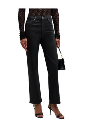 Frame Denim Le Sleek Straight Coated Jeans In Noir Coated