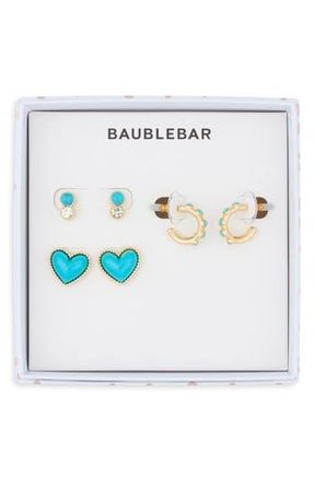 BaubleBar Better in Blue Set of 3 Stud & Huggie Hoop Earrings in Turquoise at Nordstrom Rack