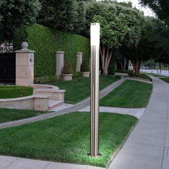 ETC Shop Lampada Da Terra Per Illuminazione Da Esterno In Acciaio Inossidabile Con Base Per Percorso Della Lampada In Un Set Che Include Lampadine A Led
