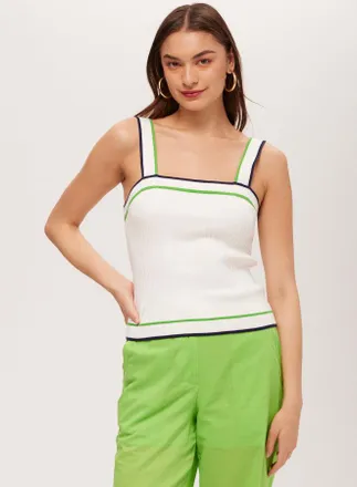 Trina Turk Break Point Contrast Trim Knit Cami Top