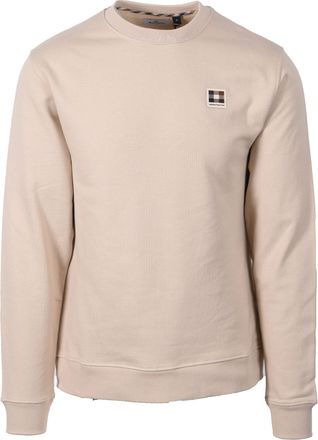 Aquascutum Mens BADGE CREWNECK SWEATSHIRT BEIGE Cotton - Size X-Large