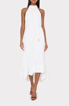 Milly Nalani Pleated Sleeveless High-Low Midi Dress in White at Nordstrom, Size 10