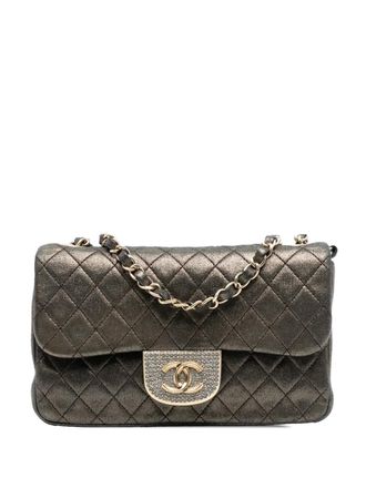 Chanel 2014-2015 Small Metallic Iridescent Pearl CC Crystal Single Flap Bag crossbody bag - women - Polyester - One Size - Brown