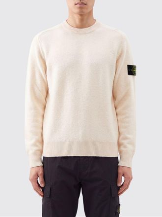 Stone Island Maglia girocollo in lana vergine con patch logo Compass