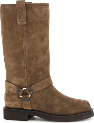 Brunello Cucinelli Womens Suede Boots Caramel