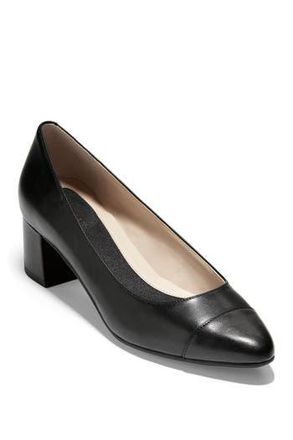 Cole Haan The Go-To Waterproof Block Heel Pump - Wide Width Available in Black Leat at Nordstrom Rack, Size 6.5