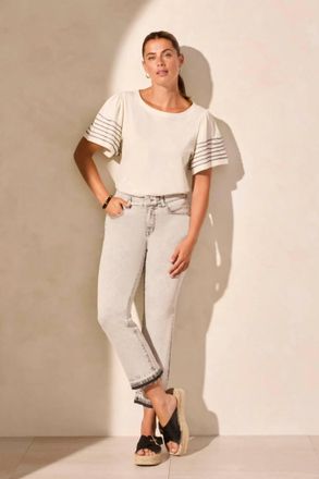 Tribal Sophia Curvy Micro Glare Crop Jeans In Shadowmist