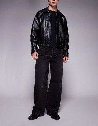 Liquor & Poker Jeans ampi neri decorati-Nero