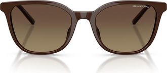 A|X Armani Exchange 54mm Gradient Polarized Cat Eye Sunglasses in Brown/yellow Gradient at Nordstrom