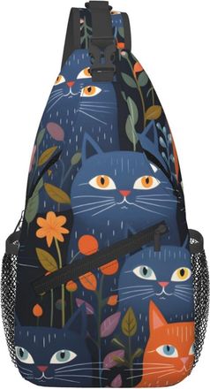 Generic Cartoon Cats Crossbody Bag Lightweight Shoulder Bag Trendy Sling Backpack For Camping Shopping Men