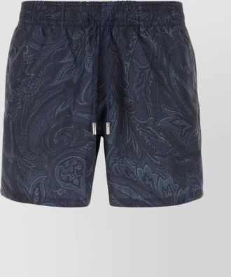Etro patterned swim shorts with pockets and eyelet detail