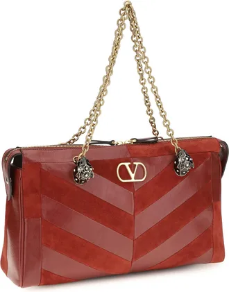 Valentino Garavani Womens Medium Panthea Shoulder Bag Russet Red Calf Leather Bos Taurus