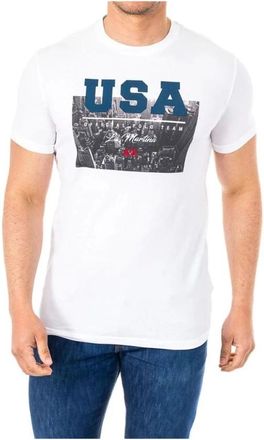 La Martina Tops, Heren, Wit, XL, Katoen, Geribbelde T-Shirt