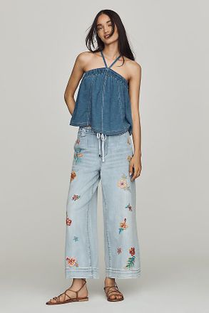 Free People Tie-Front High-Rise Wide-Leg Jeans