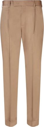 Pantaloni Torino Beige Katoenen Straight Leg Broek - Heren - Nette broeken - Beige - L - Katoen - Broeken
