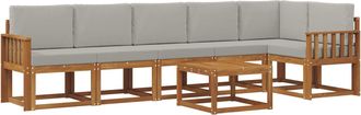 vidaXL Conjunto De Sof&aacute;s De Exterior 7 Uds. Gris Natural Y Claro Vidaxl
