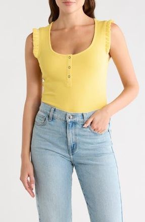 Daniel Rainn Scoop Neck Rib Knit Henley in Light Yellow at Nordstrom Rack, Size X-Large