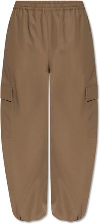 Max Mara Glauco broek met zakken - Dames - Wijde Broeken - Bruin - 2XS - Katoen - Broeken