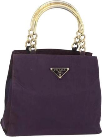 Prada Pre-owned Handbags, female, Purple, Size: ONE SIZE Pre-owned Vintage Nylon Handbag