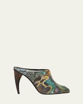 Alexander McQueen 105mm Horn Heel Peep-Toe Mules