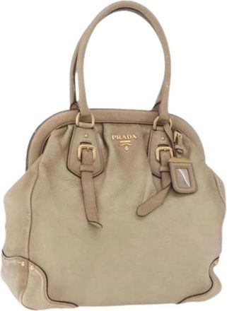 Prada Pre-owned Hand Bag - Dames - Vintage Handtas - Beige - ONE Size - Leer - Vintage