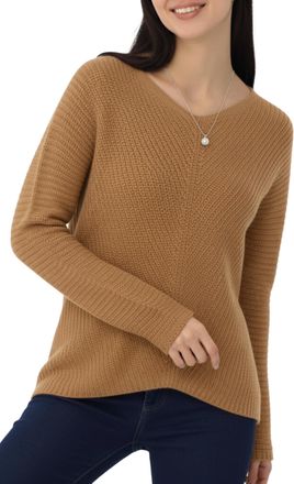 Re Tech UK Warm Ladies V Neck Knitted Jumpers for Women - Soft Feeling - Loose Fitting - Long Line Top - Perfect for Winter, (Camel, M/L)