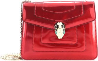 Bulgari Serpenti Forever Square Shoulder Bag Metallic Leather Small