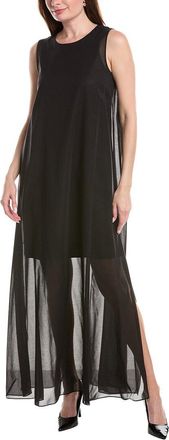 Lafayette 148 New York Sleeveless Side Slit Silk-Trim Dress