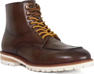 Dune London Mens COLLSON Burnished Leather Lace-Up Ankle Boots Size UK 12 Flat Heel Casual Boots