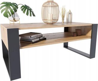 OEM Tavolino Da Caff&egrave; Kaja 120x60 In Rovere Artigianale/nero Per Il Soggiorno Mk Room