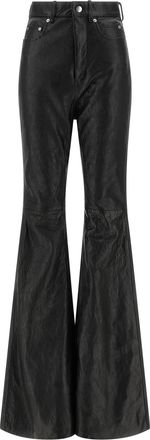 Rick Owens Black Lamb Leather Womens Pants
