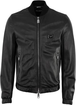 Dolce & Gabbana Leren Jack - Heren - Leren en Su&egrave;de Jassen - Zwart - S - Leer - Jassen