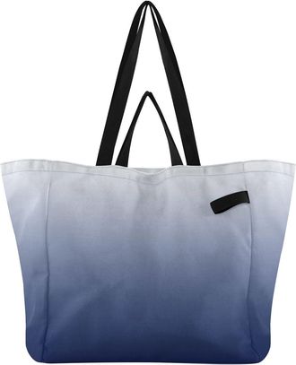 Generic Blue Gradient print Reusable Canvas Tote Bag, Heavy Duty Grocery Shopping Bag with Hard Bottom Double Handles Large Capacity Work Groceries Travel