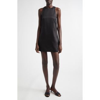 Brandon Maxwell The Joelle Virgin Wool & Silk Sateen Minidress in Black at Nordstrom, Size 10