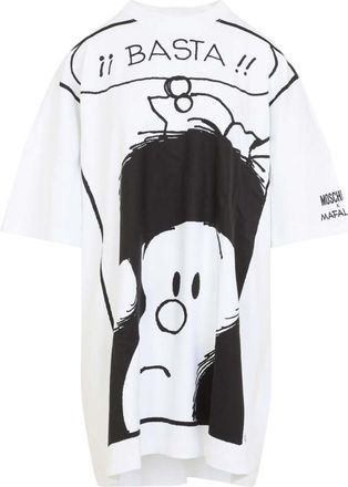 Moschino White Graphic Crew Neck Mini Dress