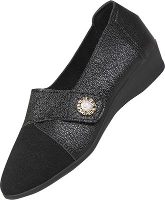 Generic Black Womens Fashionable Casual Soft Sole Pointed Low Heel Versatile Shallow Mouth Low Top Lightweight Loafers for Leisure