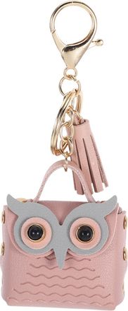 Yardwe Cute Owl Mini Purse Keychain Soft PU Leather Dual-use Coin Pouch and Keyring Pendant for Backpacks Headphones Pink Accessory for Women