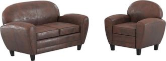 Rendez-Vous D&eacute;co Conjunto de sof&aacute; y sill&oacute;n marr&oacute;n de 3 plazas