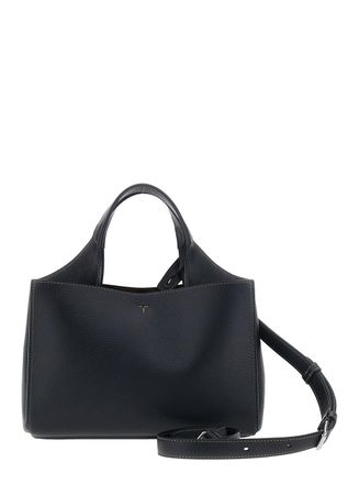 Tod's Womens Handbag T-Plate Black Leather Calf Handbags Hand Bags