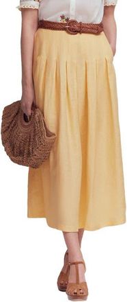 Boden Valentina Linen Midi Skirt in Sunlight Yellow at Nordstrom, Size 10