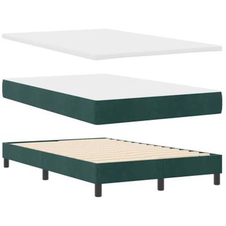 vidaXL Vidaxl - Cama Con Somier Y Colch&oacute;n Verde Oscuro 120 X 200 Cm Tela