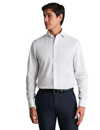 CHARLES TYRWHITT Non-Iron Greenwich Weave Cutaway Shirt in White at Nordstrom, Size 16.5 - 33
