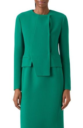 Akris Hemilio Polygon Virgin Wool Crepe Jacket in Tourmaline at Nordstrom, Size 10