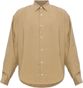 Ami Oversized Shirt met Geborduurd Logo - Heren - Zakelijke Overhemden - Beige - XL - Overhemden