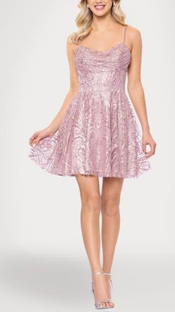 Blondie Nites Sequin & Glitter Minidress in Rose at Nordstrom, Size 13